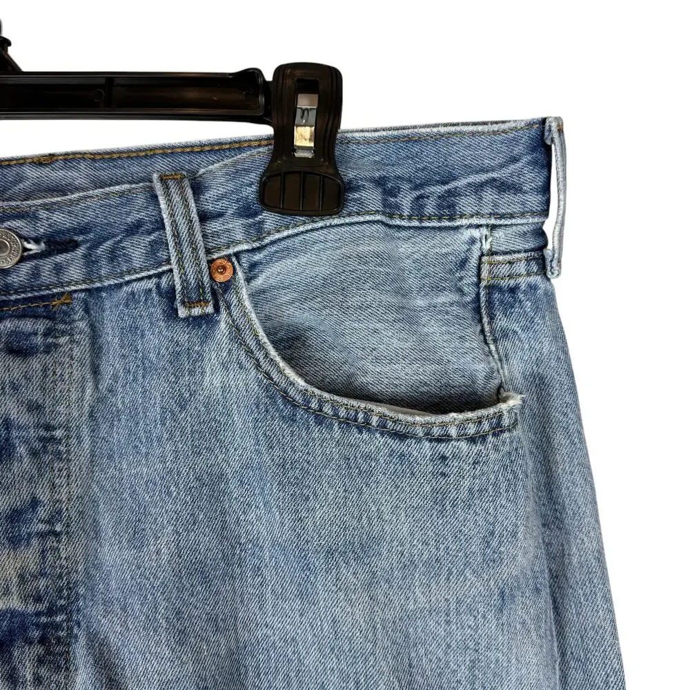 Levi's‎ 501 Jeans Men 34x29 Blue Distress Stonewash Button-Fly Mid-Rise Straight